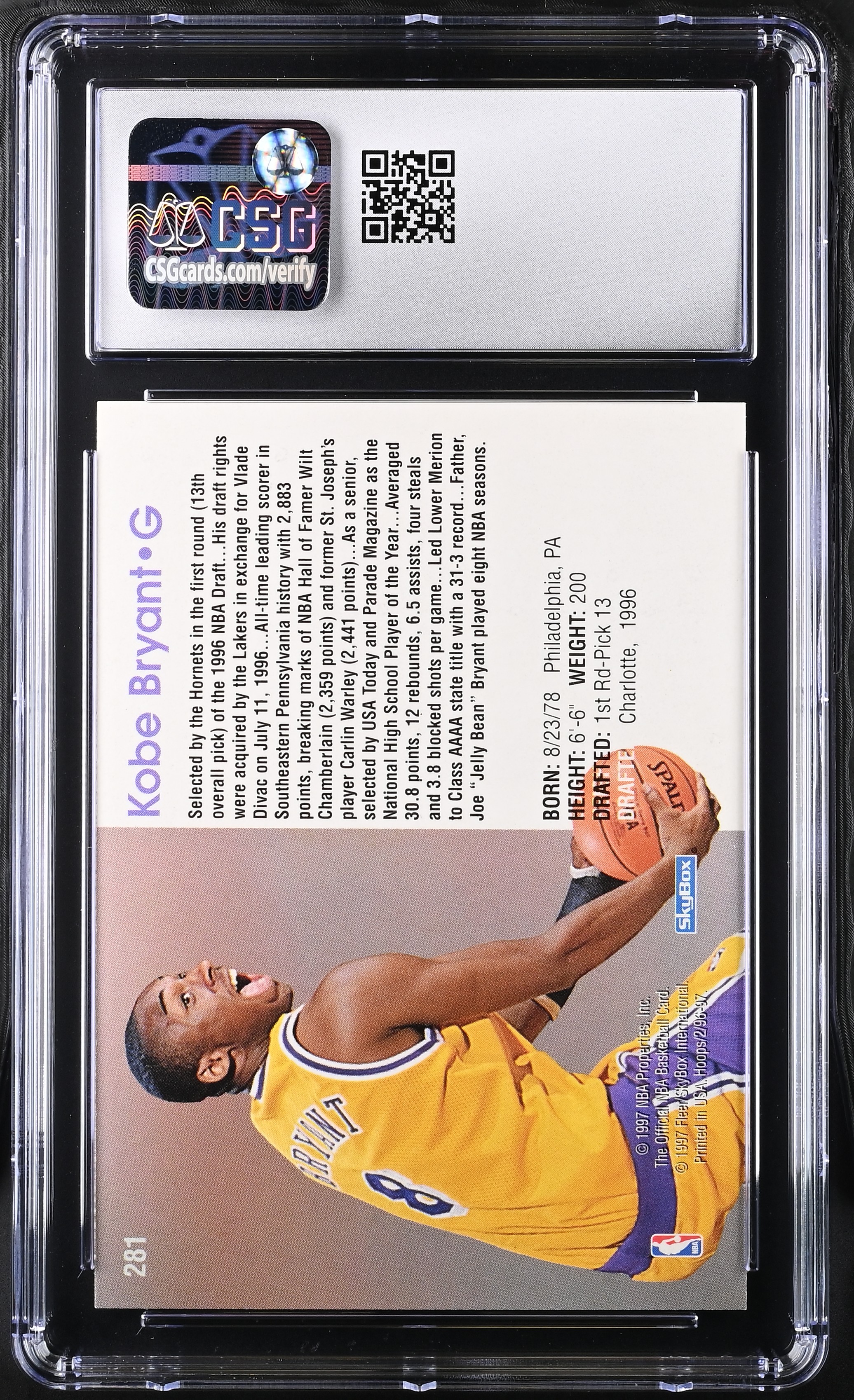 Kobe Bryant 1996-97 Hoops #281 RC (CSG 8.5) | Pristine Auction