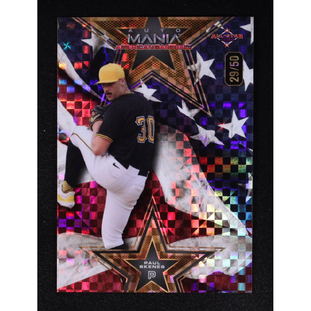 Paul Skenes 2024 Wild Card Auto Mania American Baseball American Flag Checkerboard Foil #AMASPS #29/50 RC at PristineAuction.com