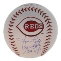 Jos&eacute; Rijo Signed OML Reds Logo Baseball Inscribed "90 WS MVP" (Authentic Ink) at PristineAuction.com