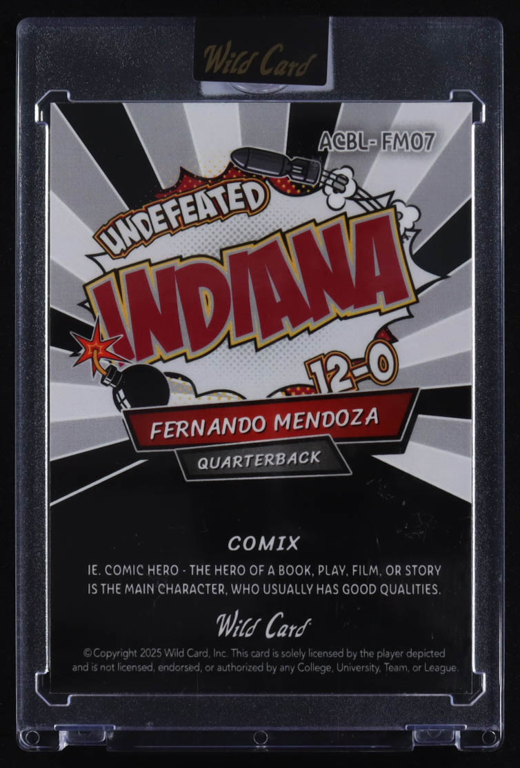 Fernando Mendoza 2025 Wild Card Comix Undefeated Indiana Black and ...