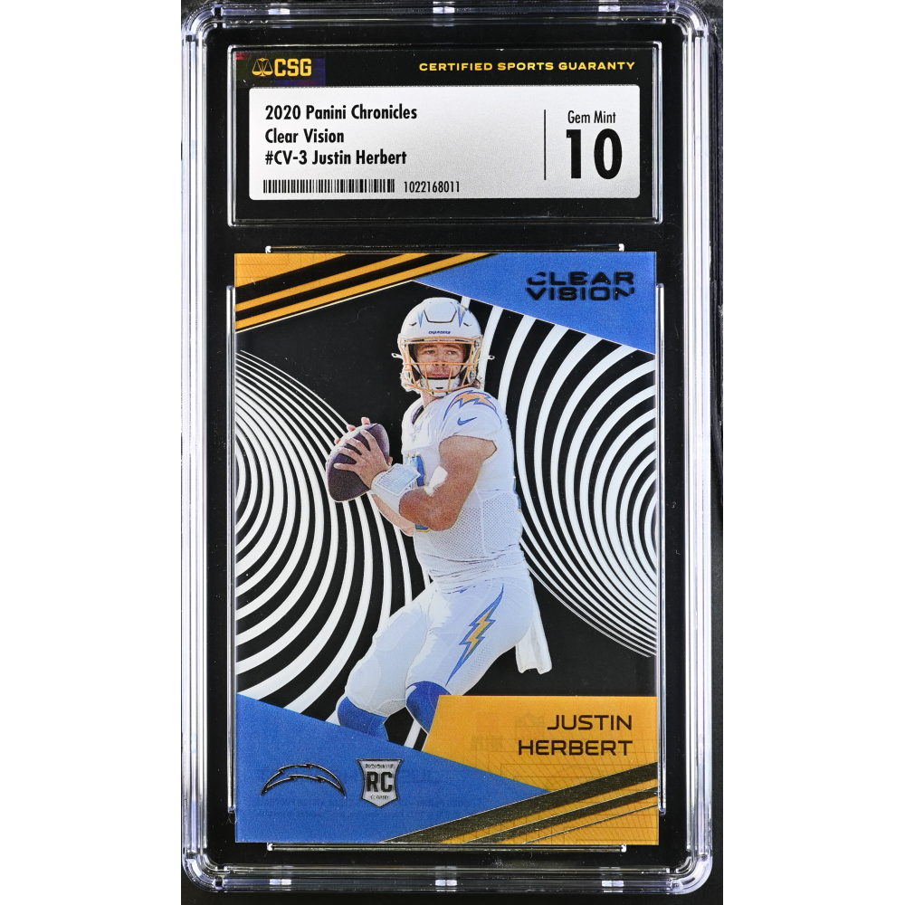 Justin Herbert 2020 Panini Chronicles Clear Vision #CV-3 RC (CSG 10) at PristineAuction.com