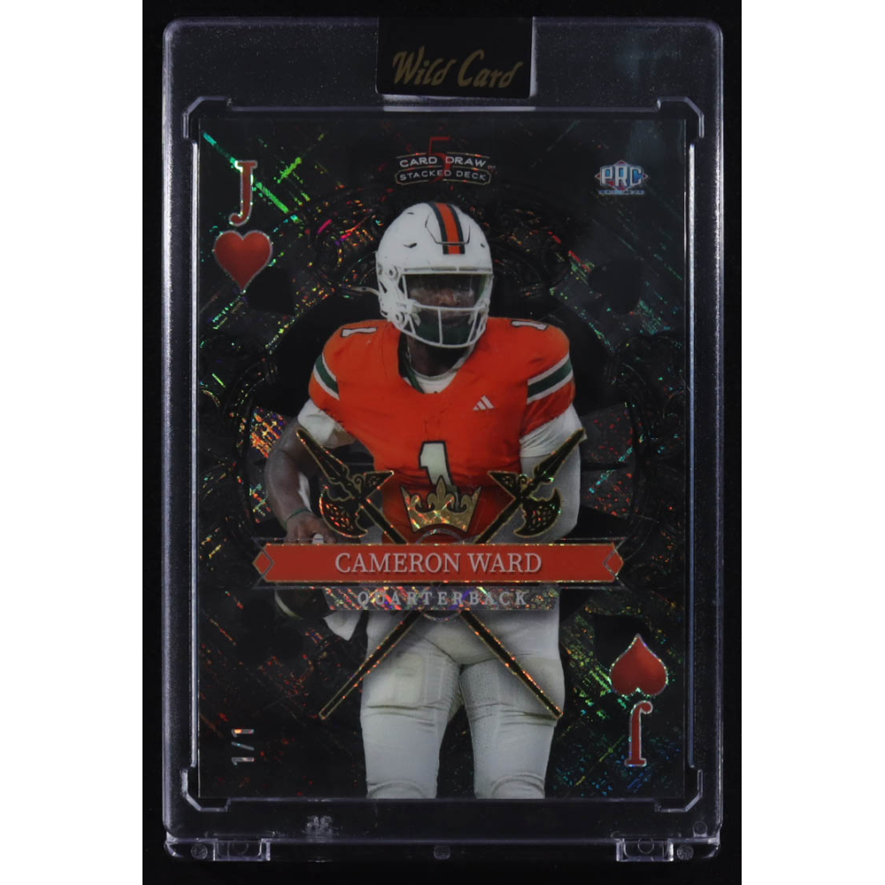 Cameron Ward 2024 Wild Card 5 Card Draw Stacked Jack of Hearts Black Rainbow Shimmer #SDPH-CWN #1/1 RC at PristineAuction.com