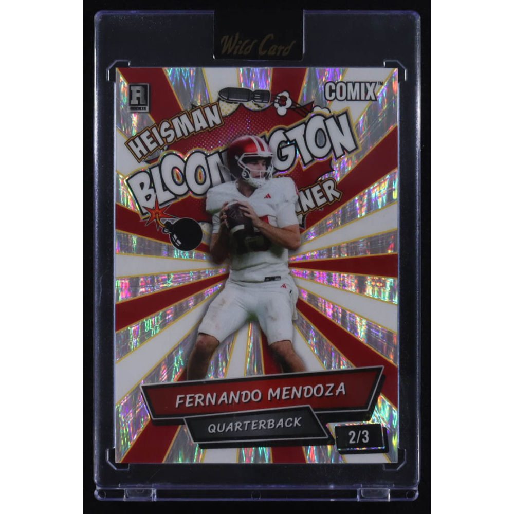 Fernando Mendoza 2025 Wild Card Comix Heisman Bloomington Winner Red and White Silver Shimmer #ACBL-FM05 #2/3 RC at PristineAuction.com