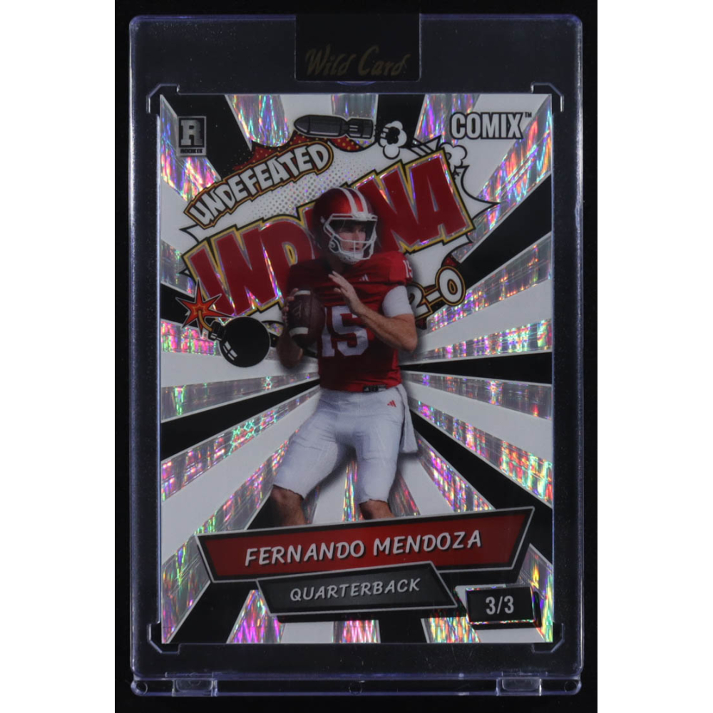Fernando Mendoza 2025 Wild Card Comix Undefeated Indiana Red and White Silver Shimmer #ACBL-FM06 #3/3 RC at PristineAuction.com