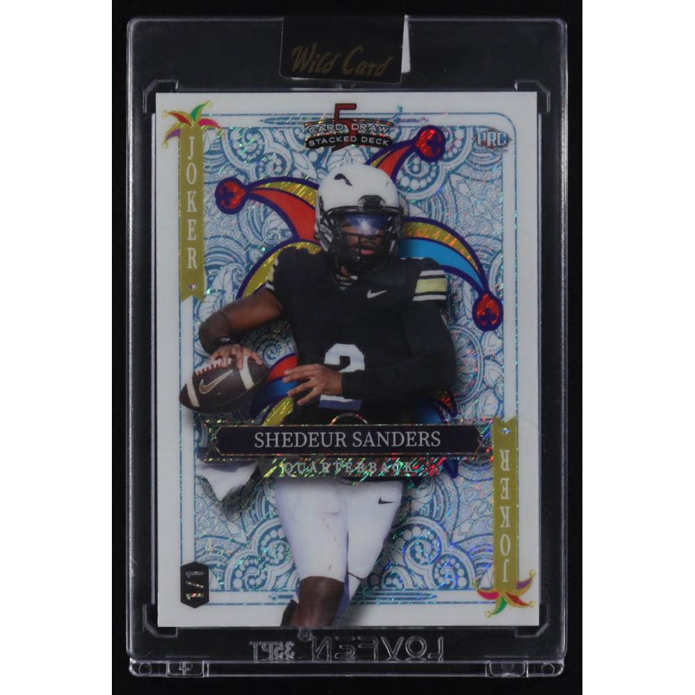 Shedeur Sanders 2024 Wild Card 5 Card Draw Stacked Deck Joker Shimmer #SBPJ-SSN #1/1 RC at PristineAuction.com