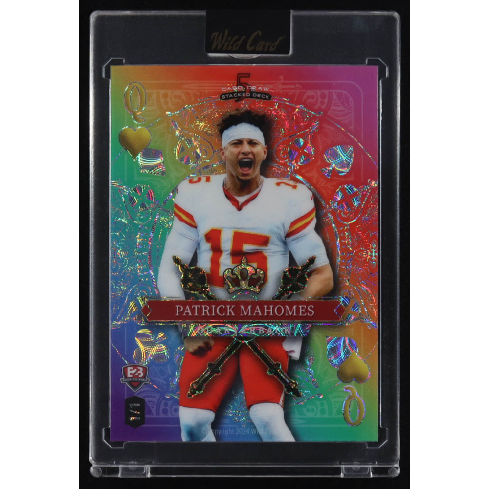Josh Allen / Patrick Mahomes II 2024 Wild Card 5 Card Draw Stacked Deck Back To Back Queen of Hearts Rainbow Scope #SDJH-PMJANB2B #1/1 at PristineAuction.com