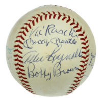 Mickey Mantle, Whitey Ford, Lefty Gomez | Yankees Legends OAL Baseball Signed By (15) (JSA) at PristineAuction.com