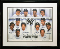 Joe DiMaggio, Yogi Berra, Whitey Ford | Yankees Greats Custom Framed Lithograph Signed By (8) (JSA) at PristineAuction.com