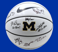 2025-26 Michigan Wolverines Logo Basketball Team-Signed By (8) with Yaxel Lendeborg, Elliot Cadeau, Dusty May (JSA) at PristineAuction.com