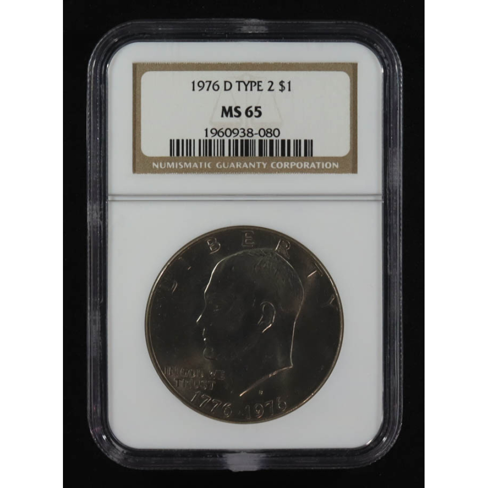 1976-D Eisenhower Silver $1 Dollar, Type 2 (NGC MS65) at PristineAuction.com