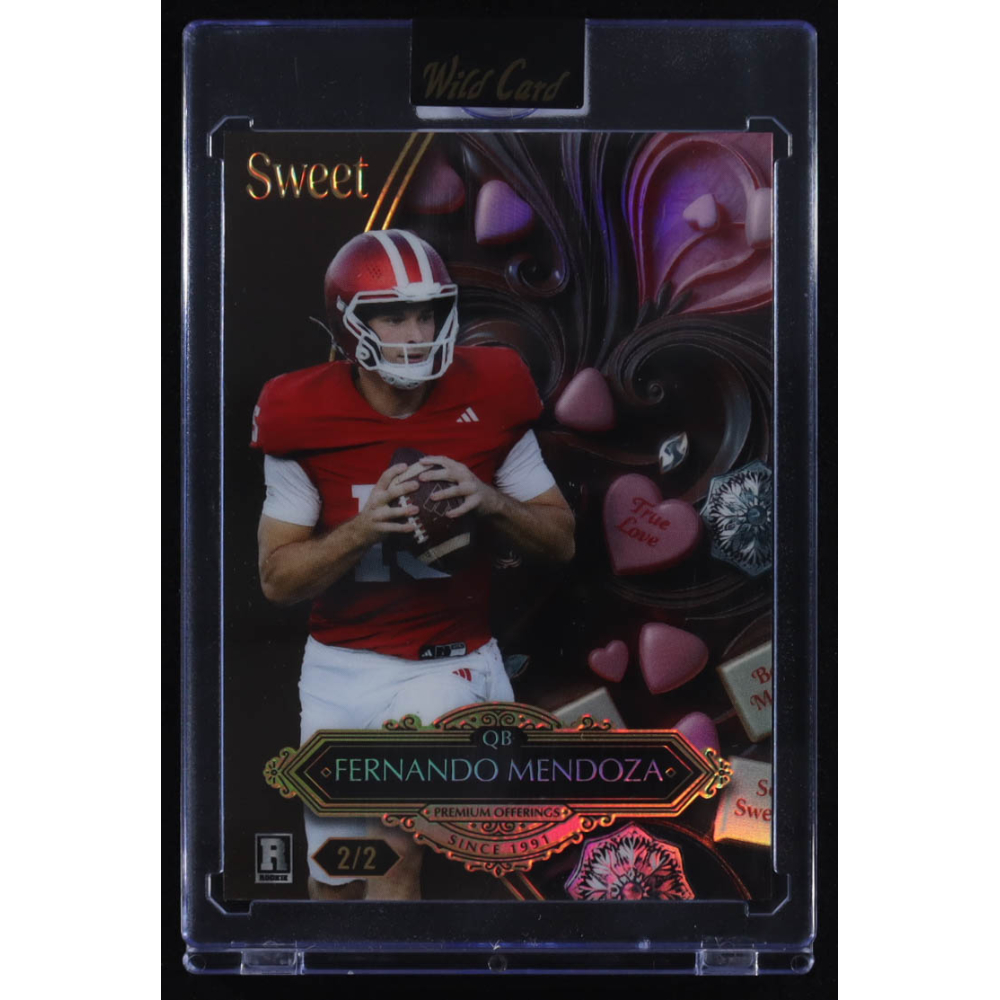 Fernando Mendoza 2026 Wild Card Sweet Valentine's Day Prismatic #SWDPI1-FM #2/2 RC at PristineAuction.com