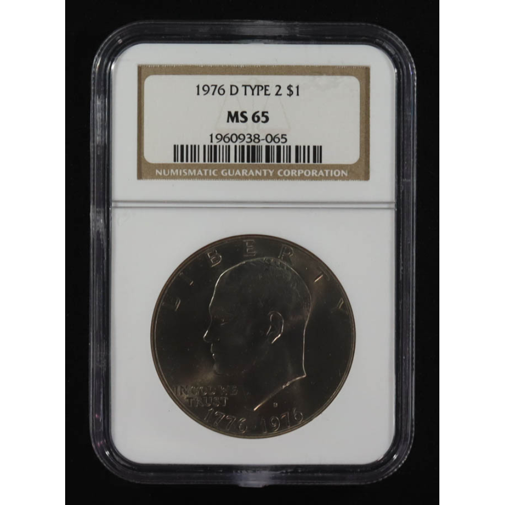 1976-D Eisenhower Silver $1 Dollar, Type 2 (NGC MS65) at PristineAuction.com