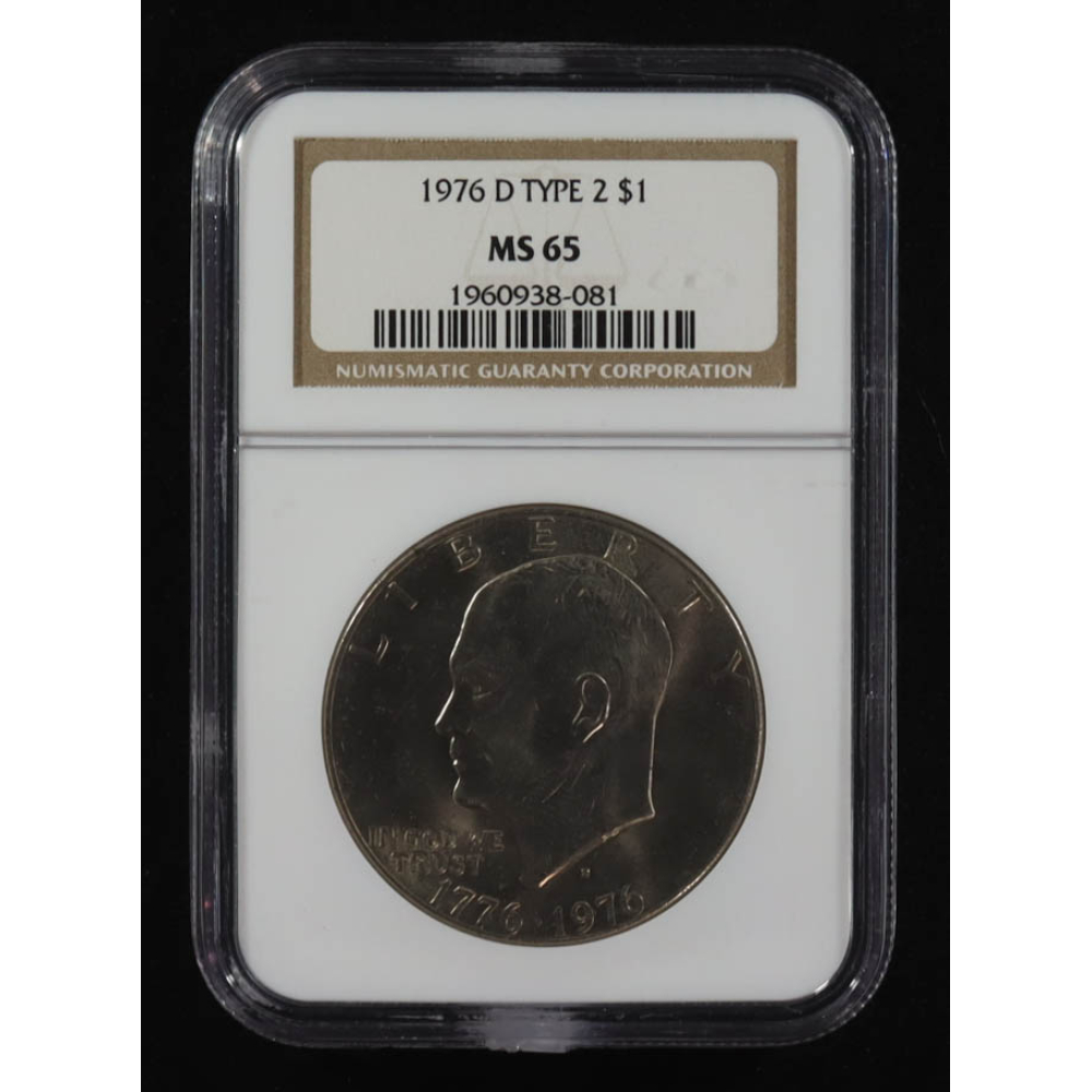1976-D Eisenhower Silver $1 Dollar, Type 2 (NGC MS65) at PristineAuction.com