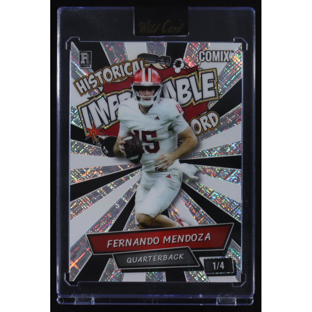 Fernando Mendoza 2025 Wild Card Comix Historical Improbable Record Black and White #ACIM-FM011 #1/4 RC at PristineAuction.com