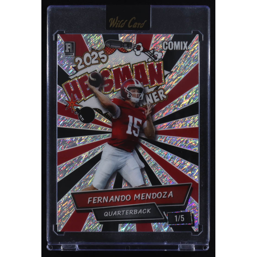 Fernando Mendoza 2025 Wild Card Comix Heisman Winner Red and Black Shimmer #ACHO-FM03 #1/5 RC at PristineAuction.com