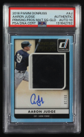 Aaron Judge 2016 Panini Donruss Promising Prospects Materials Signature Gold #PPMS-AJ RC #08/10 (PSA | Autograph Graded PSA 10) at PristineAuction.com