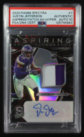Justin Jefferson 2020 Panini Spectra Aspiring Patch Hyper Autographs #7 RC #50/60 (PSA | Autograph Graded PSA 10) at PristineAuction.com