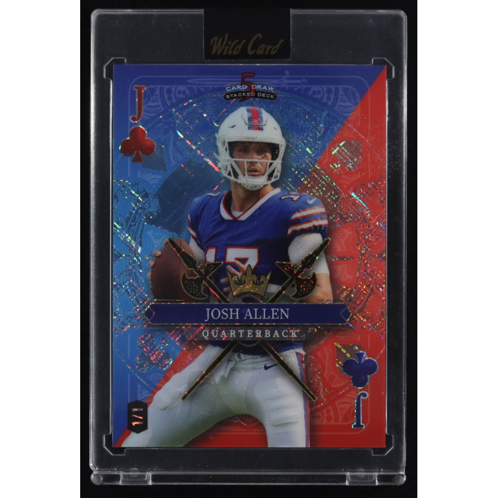 Josh Allen 2024 Wild Card 5 Card Draw Stacked Jack of Clubs Blue and Red #SDJC-JAN #1/1 at PristineAuction.com