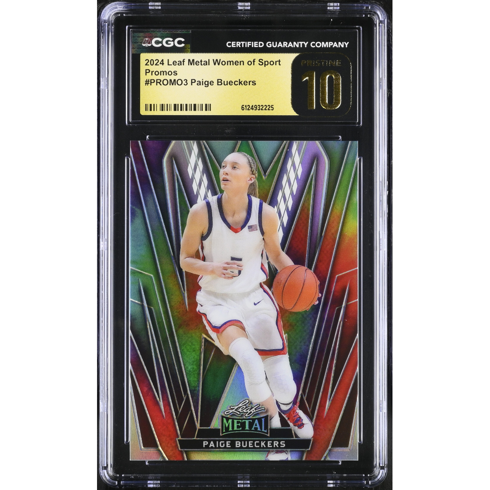 Paige Bueckers 2024 Leaf Metal Women Of Sport Promos Tie Die Prismatic #PROMO3 RC (CGC 10 | Black Label) at PristineAuction.com