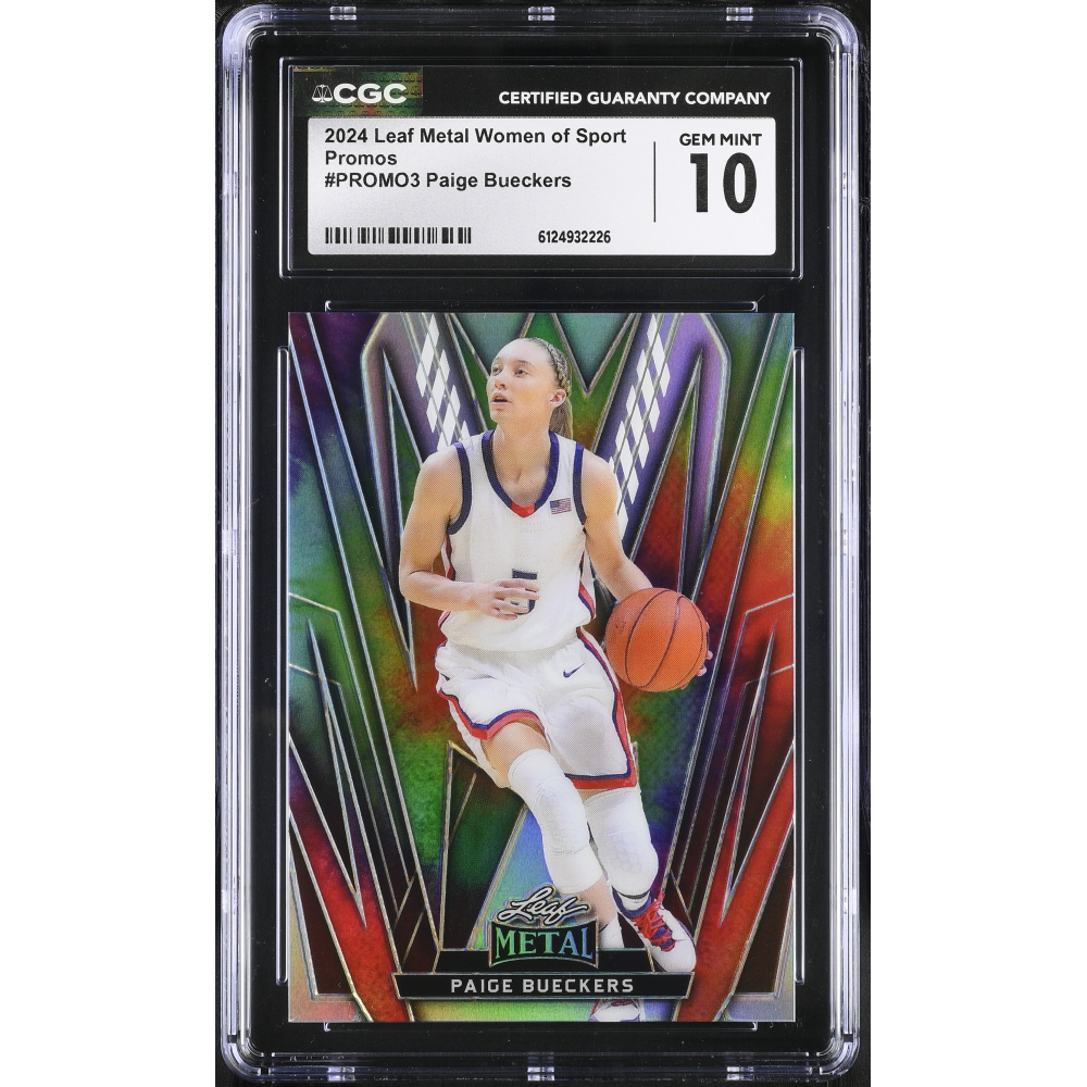 Paige Bueckers 2024 Leaf Metal Women Of Sport Promos Tie Die Prismatic #PROMO3 RC (CGC 10) at PristineAuction.com