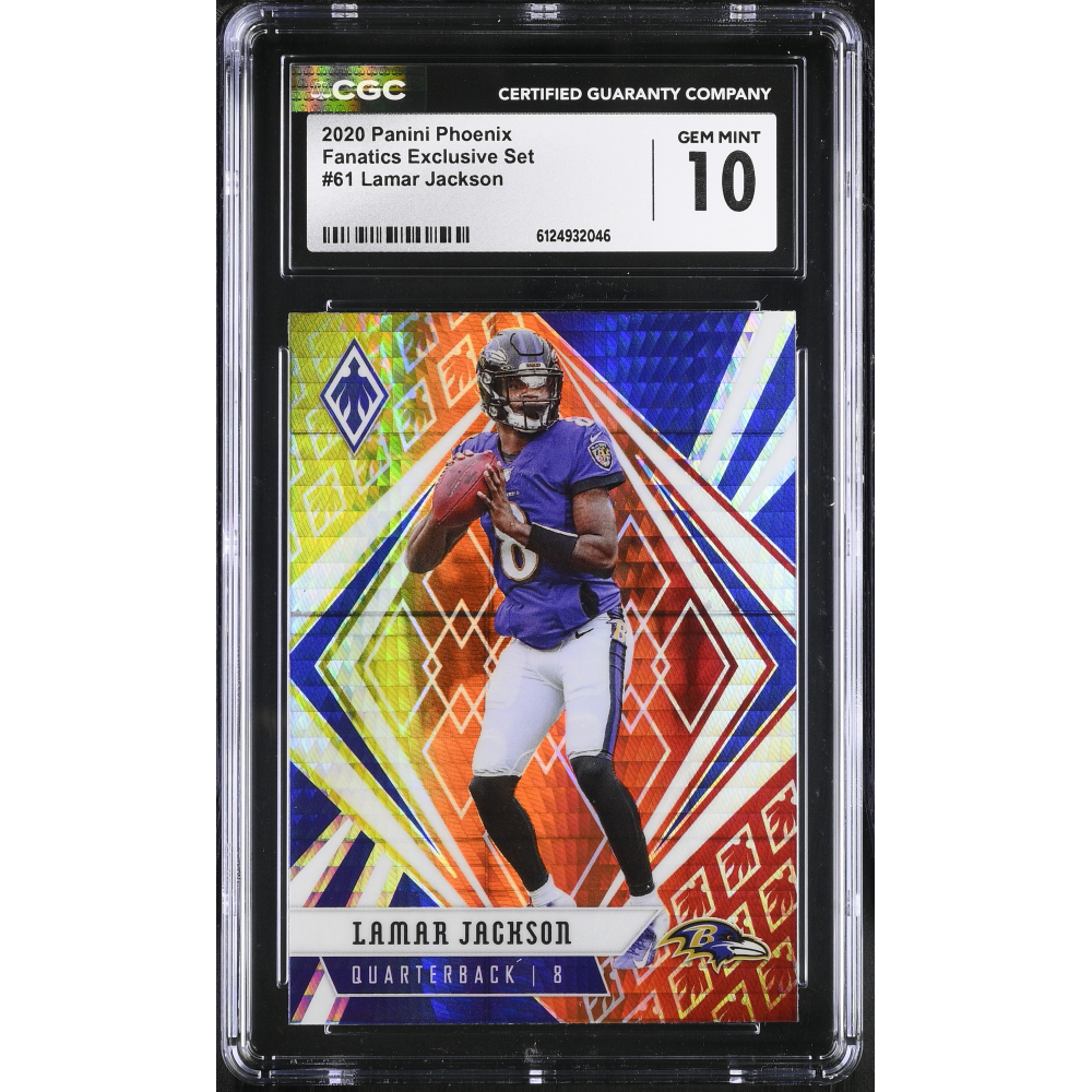 Lamar Jackson 2020 Panini Phoenix Fire Burst #61 (CGC 10) at PristineAuction.com