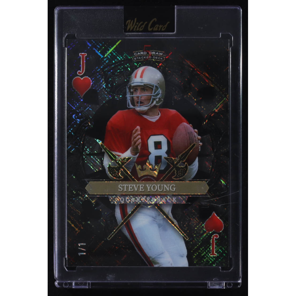 Steve Young 2024 Wild Card 5 Card Draw Stacked Jack of Hearts Black Foil #SDPH-SYN #1/1 at PristineAuction.com