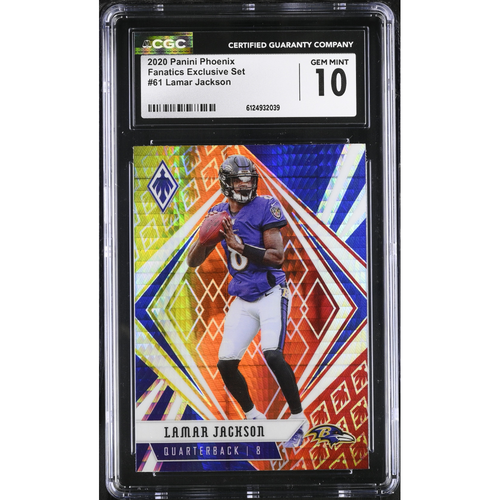 Lamar Jackson 2020 Panini Phoenix Fire Burst #61 (CGC 10) at PristineAuction.com