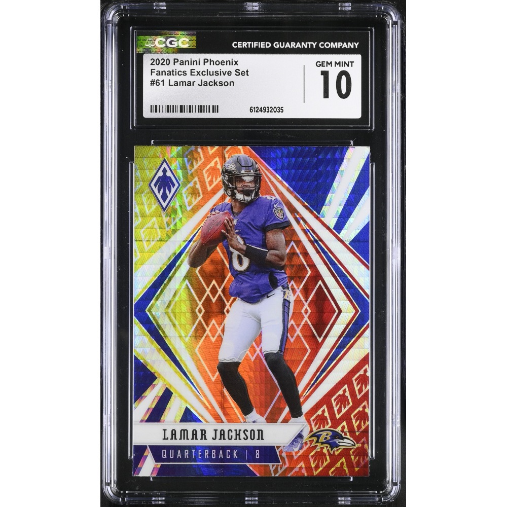 Lamar Jackson 2020 Panini Phoenix Fire Burst #61 (CGC 10) at PristineAuction.com