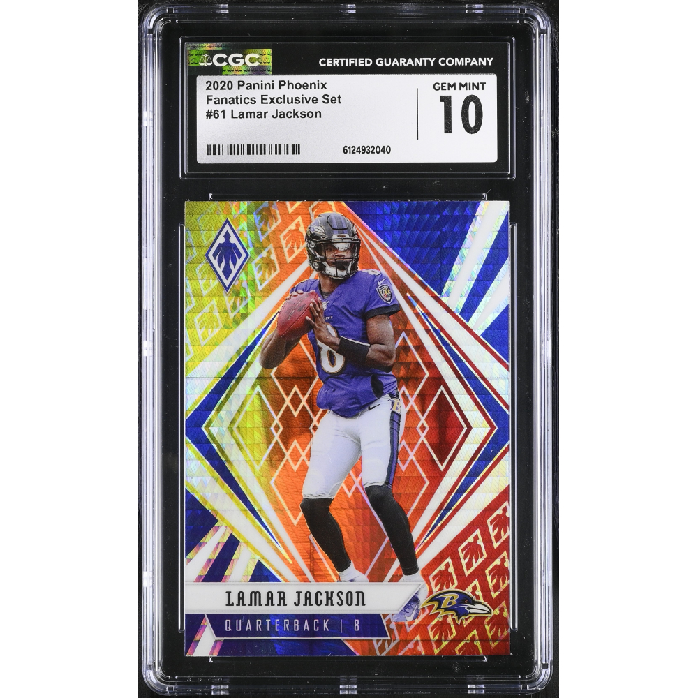 Lamar Jackson 2020 Panini Phoenix Fire Burst #61 (CGC 10) at PristineAuction.com