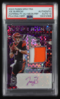 Joe Burrow 2020 Panini Spectra Aspiring Patch Autographs Neon Purple #1 RC #08/15 (PSA | Autograph Graded PSA 10) at PristineAuction.com
