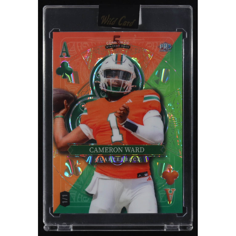 Cameron Ward 2024 Wild Card 5 Card Draw Stacked Ace of Clubs Orange and Green #SDJC-CWN #1/1 RC at PristineAuction.com