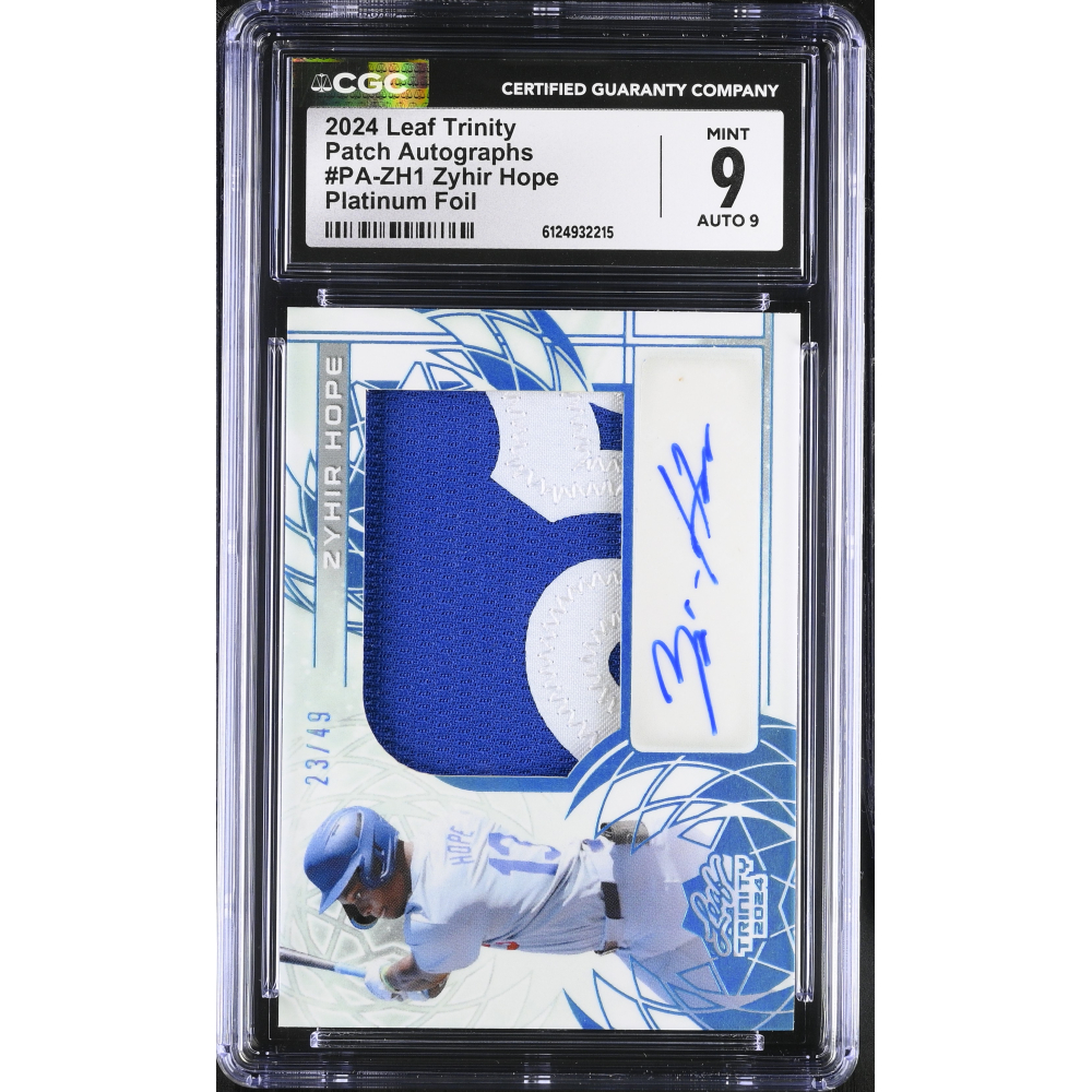 Zyhir Hope 2024 Leaf Trinity Patch Autographs Platinum Foil #PAZH1 #23/49 RC (CGC 9 | Autograph Grade CGC 9) at PristineAuction.com