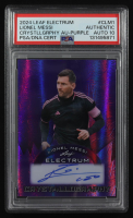 Lionel Messi 2024 Leaf Electrum Crystallography Purple Holofoil Auto #CLM1 #3/7(PSA | Autograph Graded PSA 10) at PristineAuction.com
