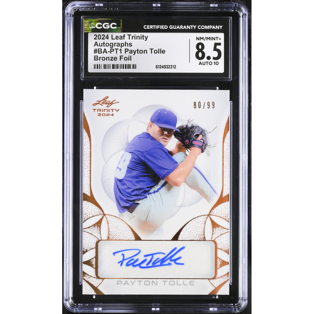 Payton Tolle 2024 Leaf Trinity Autographs Bronze Foil #BAPT1 #80/99 RC (CGC 8.5 | Autograph Grade CGC 10) at PristineAuction.com