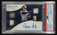 Aaron Judge 2017 Panini Immaculate Quad Material Rookies Autographs #QA-MAJ RC #77/99 (PSA | Autograph Graded PSA 10) at PristineAuction.com