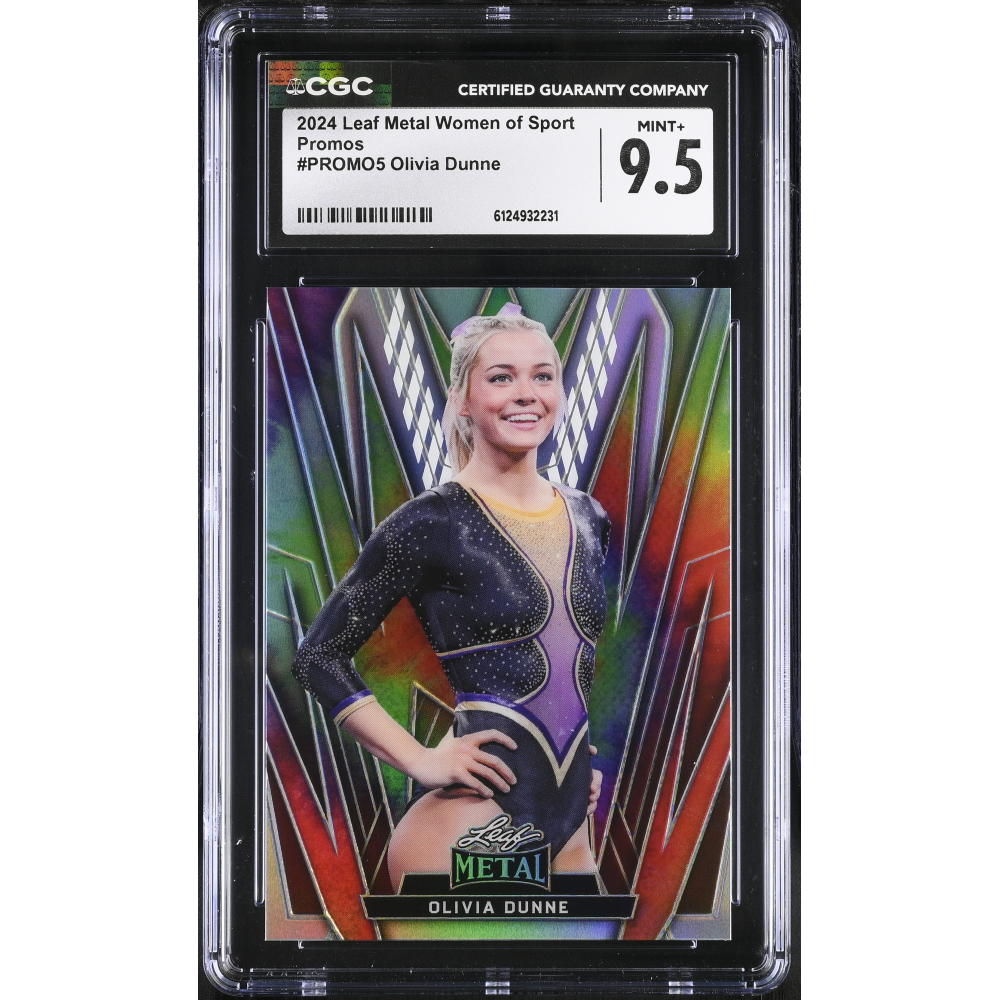 Olivia Dunne 2024 Leaf Metal Women Of Sport Promos Tie Die Prismatic #PROMO5 (CGC 9.5) at PristineAuction.com