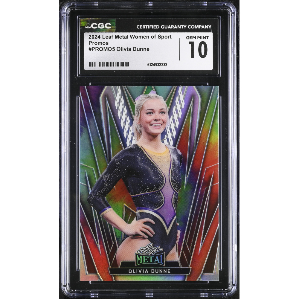Olivia Dunne 2024 Leaf Metal Women Of Sport Promos Tie Die Prismatic #PROMO5 (CGC 10) at PristineAuction.com