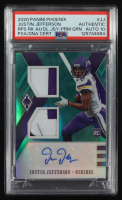 Justin Jefferson 2020 Panini Phoenix RPS Rookie Autograph Dual Jersey Green Prizm #RDA-JJ RC #08/15 (PSA | Autograph Graded PSA 10) at PristineAuction.com