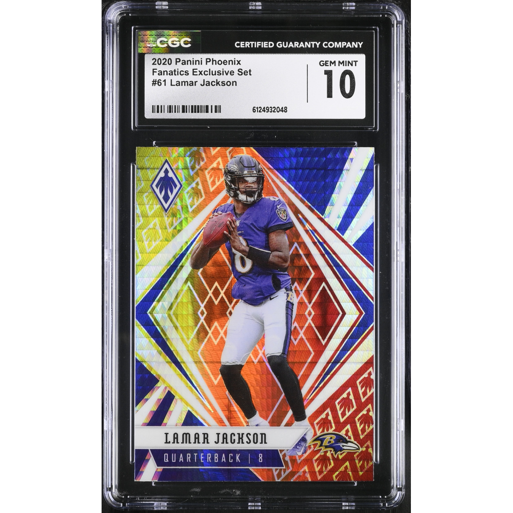 Lamar Jackson 2020 Panini Phoenix Fire Burst #61 (CGC 10) at PristineAuction.com