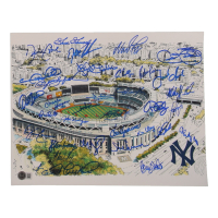 New York Yankees 11x14 Photo Signed By (34) With Wade Boggs, David Cone, Goose Gossage, Dwight "Doc" Gooden (Beckett) at PristineAuction.com