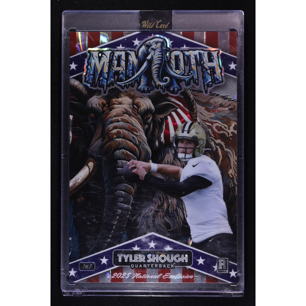 Tyler Shough 2025 Wild Card Patriotic Mammoths Football Lava #TS #1/1 RC at PristineAuction.com