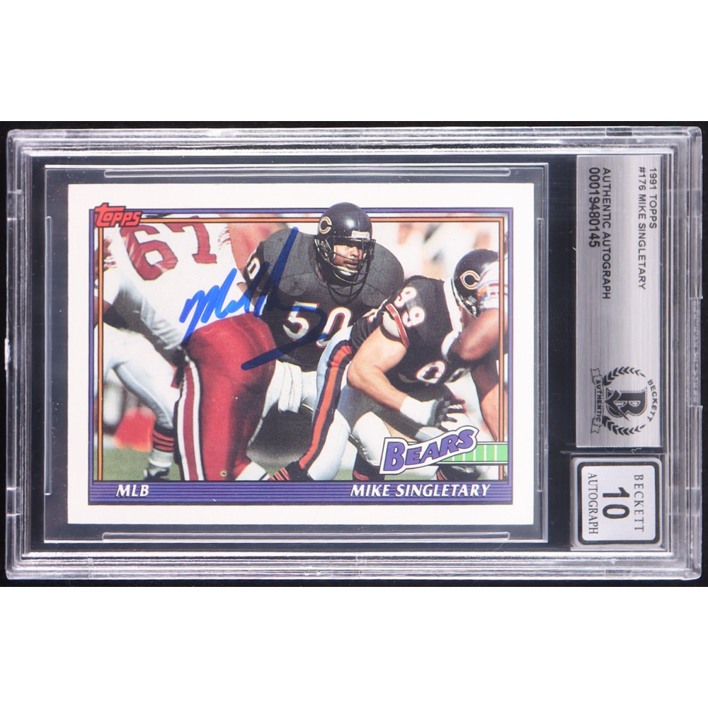 Mike Singletary Signed 1991 Topps #176 (BGS | Autograph Graded BGS 10) at PristineAuction.com