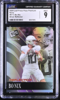 Bo Nix 2024 Leaf Press Pass Premium Retro Silver Reflector #R-13 RC #10/25 (CGC 9) at PristineAuction.com