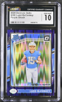 Ladd McConkey 2024 Panini Donruss Optic Purple Shock #266 RC (CGC 10) at PristineAuction.com