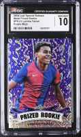 Lamine Yamal 2024 Leaf Special Release Metal Prized Rookie Purple Mojo #PR-23 RC #13/15 (CGC 10) at PristineAuction.com