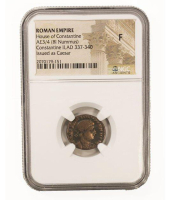 Roman Empire - Constantine II, AD 337-340, Issued as Caesar - AE3/4 BI (Nummus) (NGC F) at PristineAuction.com