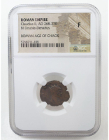 Roman Empire - Claudius II, AD 268-270, BI Double Denarius - Roman Age of Chaos (NGC F) at PristineAuction.com