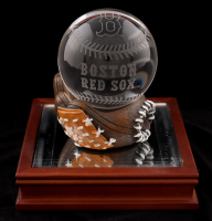 Boston Red Sox Vintage Lead Crystal Baseball & Glove with Display Case at PristineAuction.com