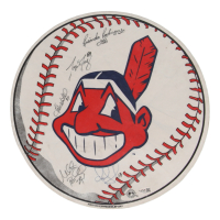 Indians 14x14 Circular Pennant Signed by (6) with Omar Vizquel, Milton Bradley, Jason Davis (JSA) at PristineAuction.com