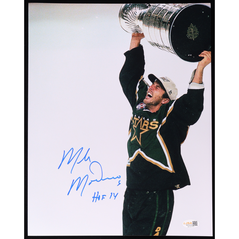 Mike Modano Signed Stars 11x14 Photo Inscribed "HOF 14" (JSA) at PristineAuction.com